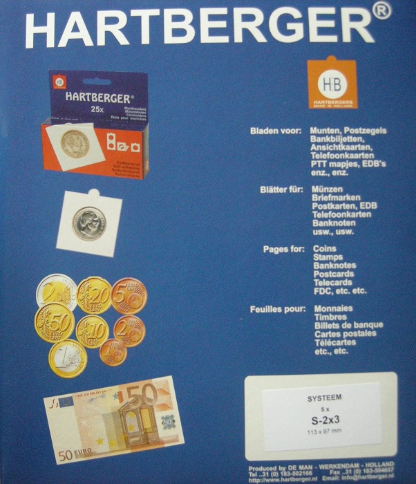 (afbeelding voor) 8 Vaks blad Hartberger voor coincards Luxemburg
